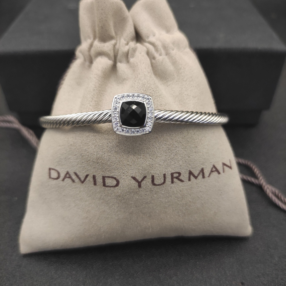 David Yurman 4mm square diamond buttonhole black diamond bracelet